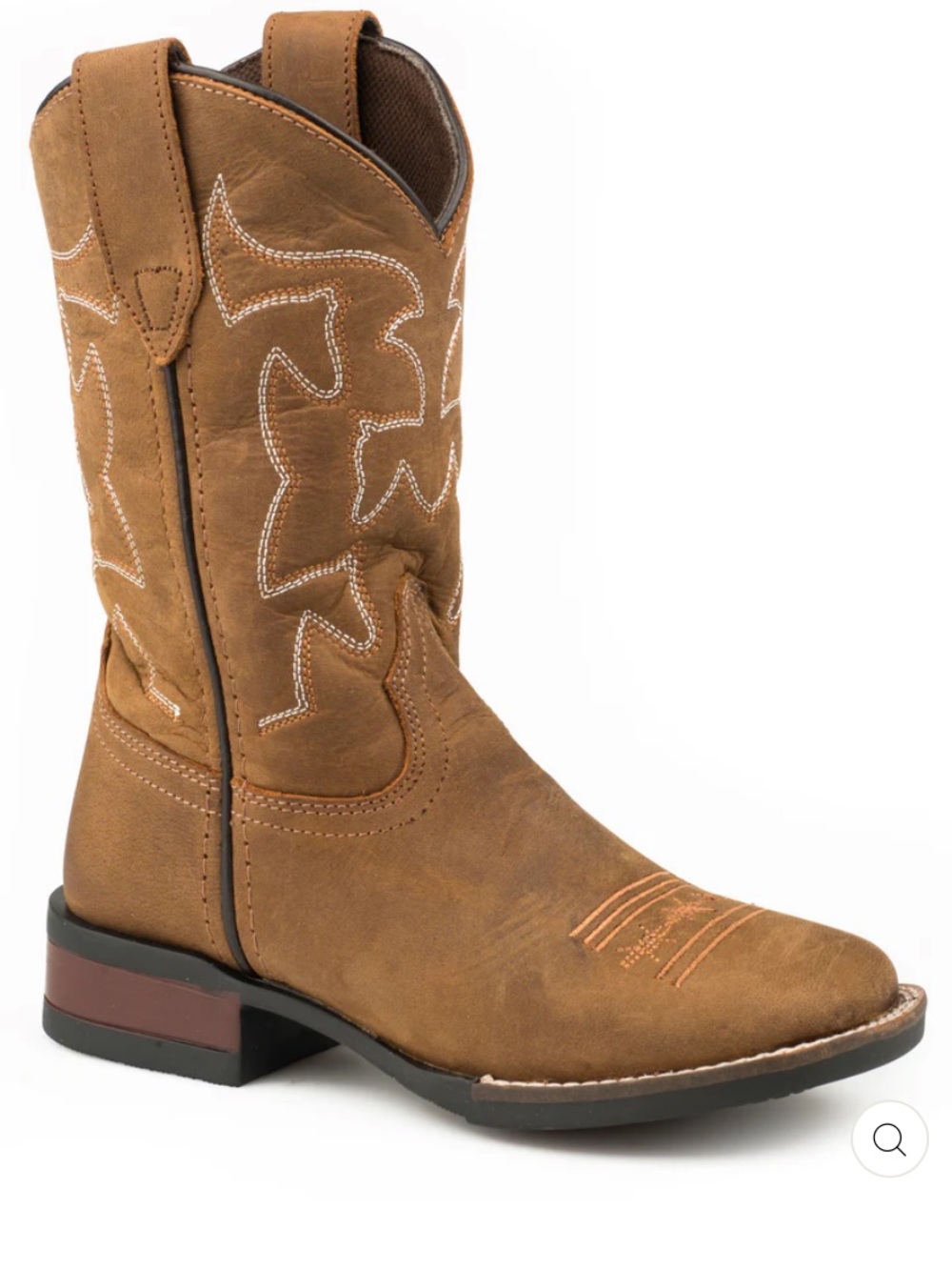 Roper Tan Western Cowboy Boots with White Stitching Size Youth 3